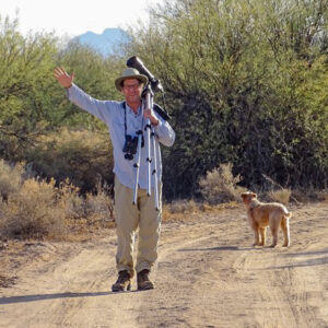 author and photographer Michael Sheldon waves to the camera